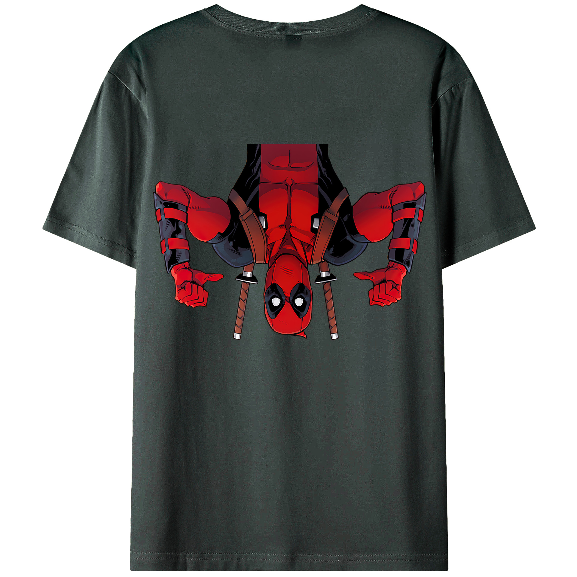 （画像用） Deadpool デッドプール 綿100％ メンズ半袖Tシャツ（バックプリント） 通気性
